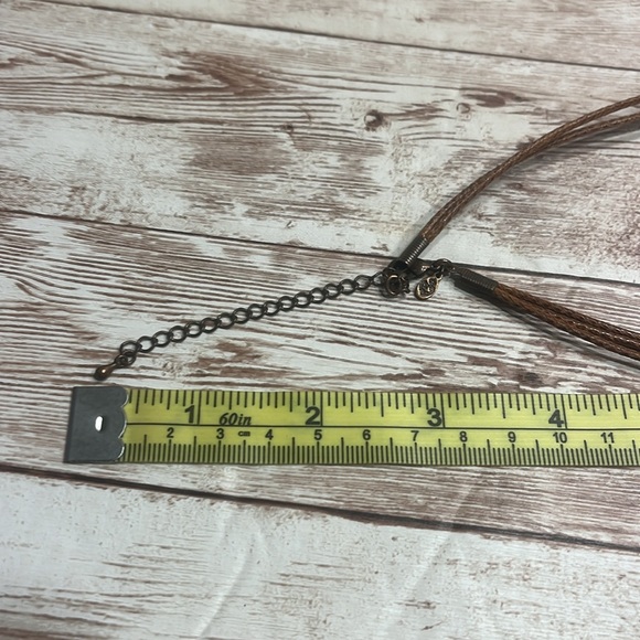 Premier Designs Leather Necklace Copper Pendant Choker - Picture 7 of 7